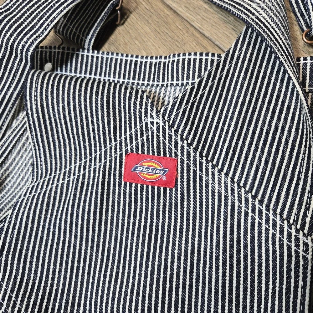Dickies Hickory Bib Overalls Men Size 44x30 Railroad Stripe Denim